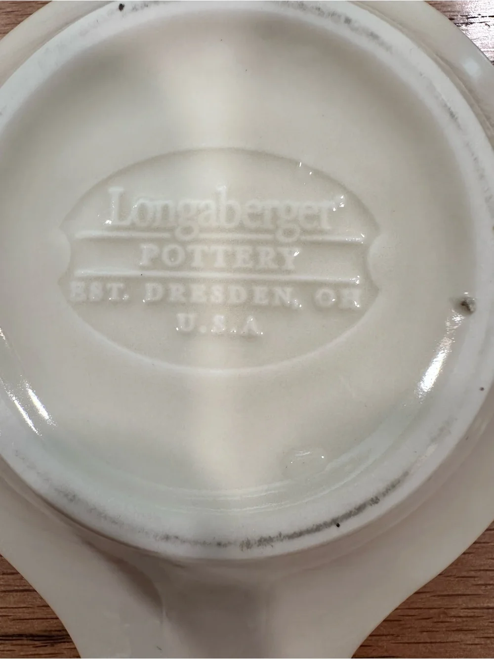 Longaberger White Ceramic Spoon Rest with Blue Rooster Motif